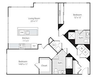 A black and white image of a floor plan for a property called the Windsor.