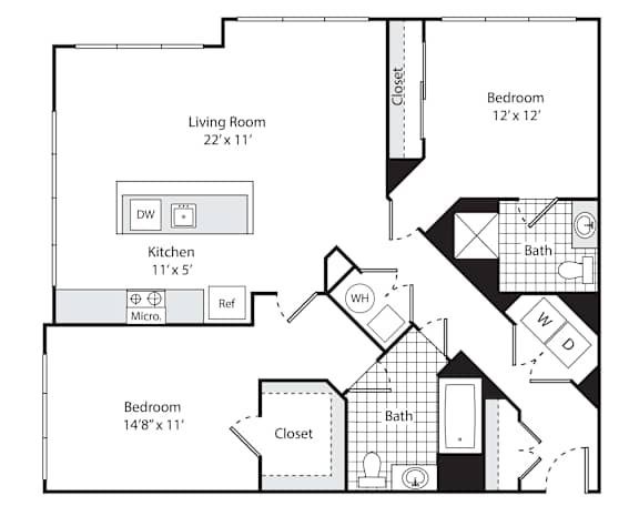 A black and white image of a floor plan for a property called the Windsor.