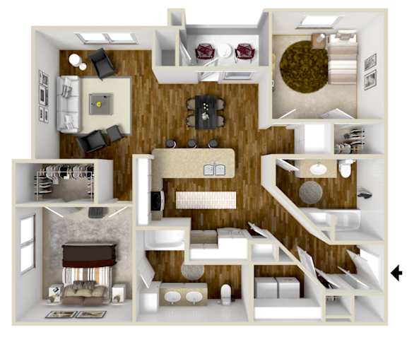 The Sunrise | 1,150 Sq. Ft. at Wellington Grande Apartment Homes, Longview, Texas