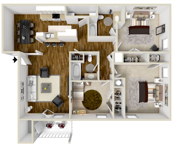 Floor Plan  3x2 The Lodge | 1,347 Sq. Ft. at Highpointe Apartment Homes, Brandon, MS
