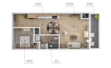 A3 Floor Plan at City Square Lofts, Des Moines, IA