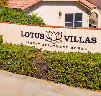 Property Entrance at Lotus Villas, California