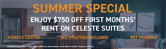A sign advertising a summer special at the Halo Celeste Suites.