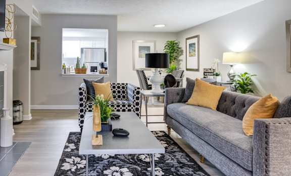 living room with modern furnishings