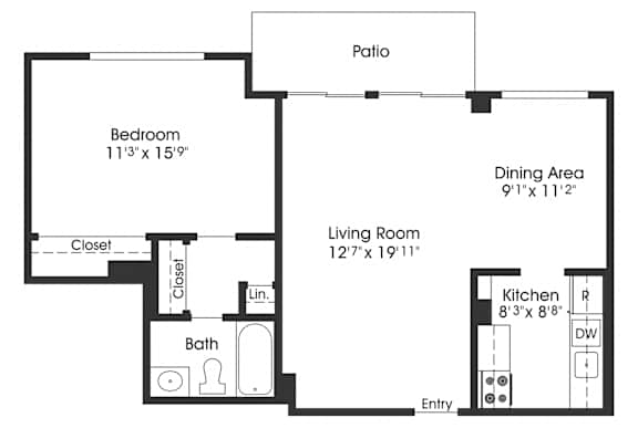 1 bed 1 bath C at Seminary Towers, Alexandria, 22304