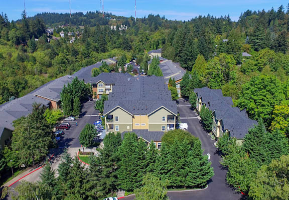 Aerial shot at Commons at Sylvan Highlands Apartments, Oregon, 97225