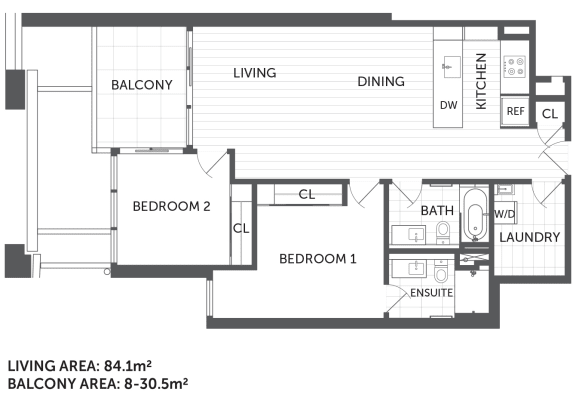 Floor Plan  2H - 2Bed_2Bath - The Briscoe by Kinleaf