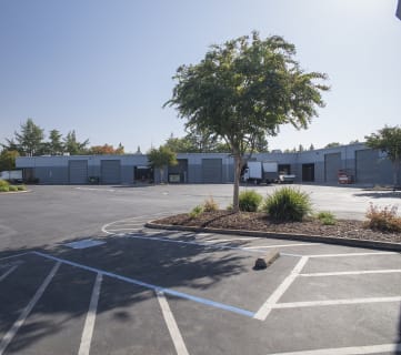 Hillsdale Business Park Parking Lot and Buildings with Roll-Up Doors