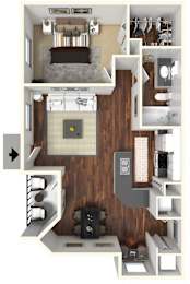 1bedroom 1bathroom B Floor Plan at Rivertree Apartments, Florida