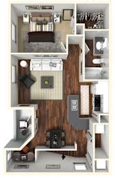 1bedroom 1bathroom C Floor Plan at Rivertree Apartments, Florida, 33578