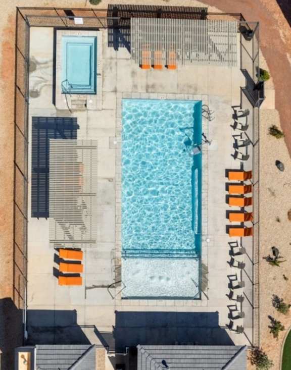 Desert Village Townhomes in Santa Clara, Utah Aerial View of Pool Area