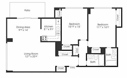 2 bed 2 bath L at Seminary Towers, Alexandria