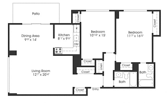 2 bed 2 bath L at Seminary Towers, Alexandria