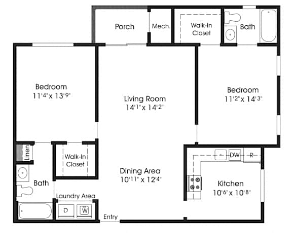 2 bed 2 bath at The Apartments at Owings Run, Owings Mills, MD, 21117