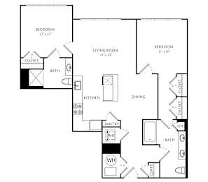 A black and white image of a floor plan for a property called The Vestry.