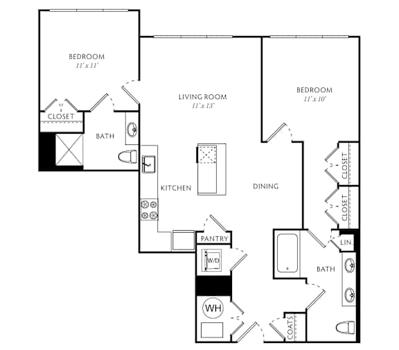A black and white image of a floor plan for a property called The Vestry.
