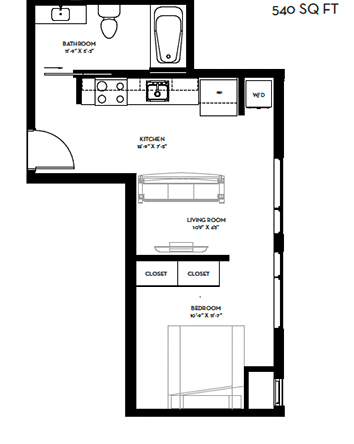 Alcove F Floor Plan at Canary Lofts, Des Moines, Iowa