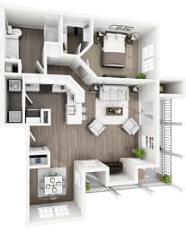 Lexington Farms - A2R  - 1 bed 1 bath - 3D
