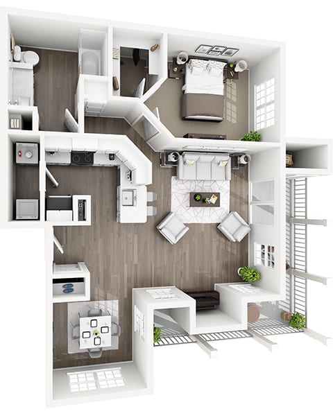 Lexington Farms - A2R  - 1 bed 1 bath - 3D