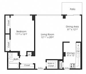 1 bed 1 bath K at Seminary Towers, Alexandria, Virginia