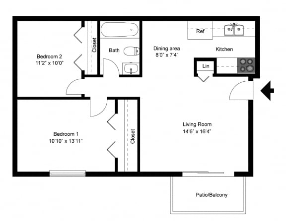 Floor Plan  2 bed 2 bath at Park 88 Apartments, Colorado