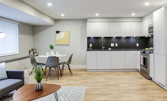 Spacious open concept living and dining areas with lots of natural light