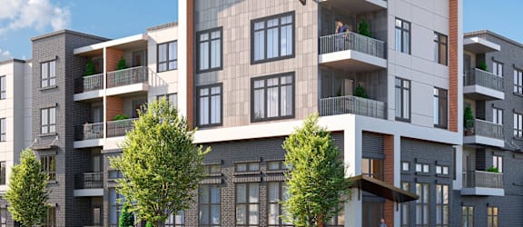 a rendering of an apartment building on a city street