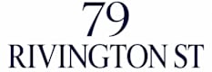 A blue and white sign that says 79 Rivington St.