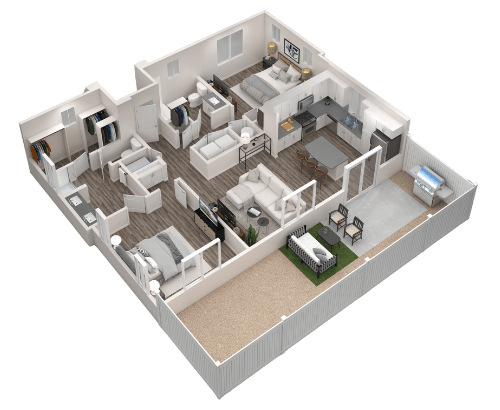 Floor Plan  Three Bedroom, Two Bath