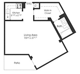 Studio 1 bath A at Seminary Towers, Alexandria, VA