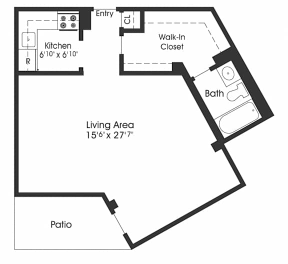 Studio 1 bath A at Seminary Towers, Alexandria, VA