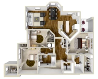 Three bedroom, Two bathroom apartment homes | 1,438 Sq. Ft. at Kingston Crossing in Bossier City, Louisiana