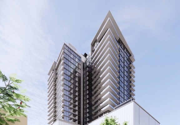 Radian Apartments Building Rendering and Street