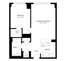 1 Bed 1 Bath Penthouse Floor Plan A04P