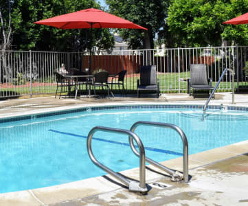 community pool and lounge area