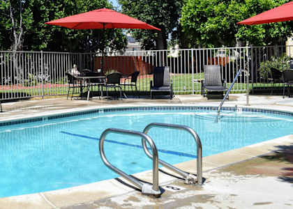 community pool and lounge area