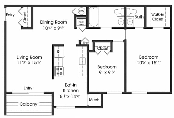 2BR 1.5BA_873sf at The Apartments at The Sycamores, Reston, VA