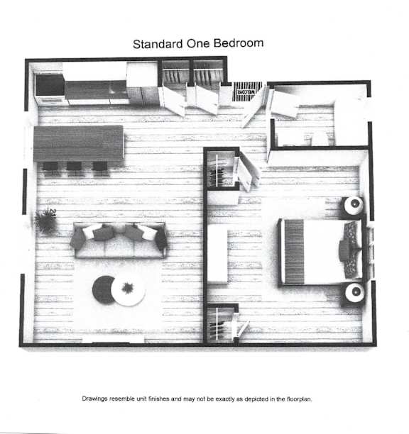 Basic 1 Bedroom w/Den Floorplan at Greenbelt Properties, Greenbelt, Maryland