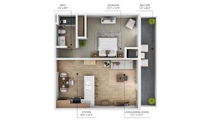 A6 Floor Plan at City Square Lofts, Des Moines
