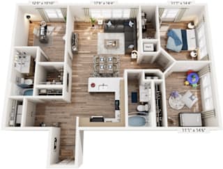 3 Bed 2 Bathroom floorplan at The River, Chester