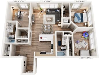 3 Bed 2 Bathroom floorplan at The River, Chester