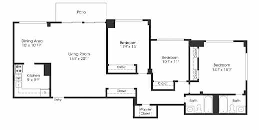 3 bed 2 bath A at Seminary Towers, Alexandria