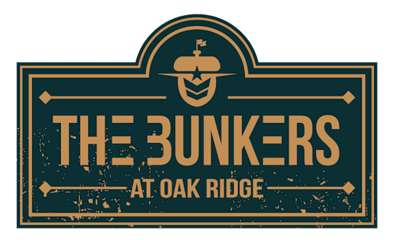 A logo with a man in a hat and the text "The Bunkers at Oak Ridge" is displayed.