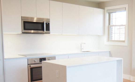 Renovated kitchen with granite countertops