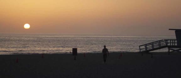 View of the beach at sunset