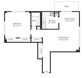 1 bed 1 bath L at Seminary Towers, Alexandria