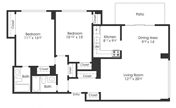 2 bed 2 bath M at Seminary Towers, Virginia