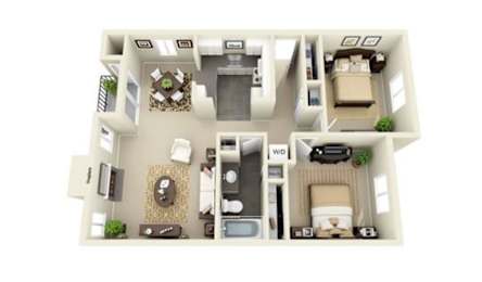 Broadway 2 bed 1 bath apartment at Miramonte Lodge, Milwaukie, 97222