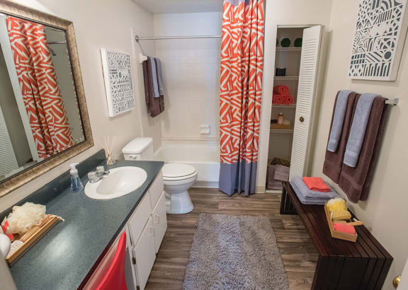 Bathroom With Bathtub at Saw Mill Village Apartments, Columbus