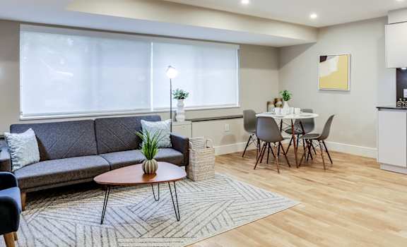 Spacious open concept living and dining areas with lots of natural light